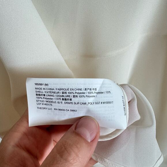 Theory Ivory Asymmetric Crepe de Chine Slip Camisole Women's Medium - Picture 5 of 7